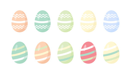 Set Cute vector easter egg isolated on white pastel colors eggs	
