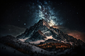 Fototapeta na wymiar sky photography with stars and constellations at night and above the mountains
