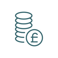 pounds coins stack icon. Thin line pounds coins stack icon from business and finance collection. Outline vector isolated on white background. 