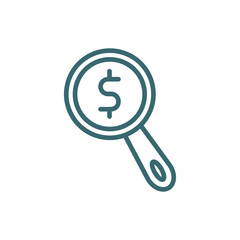 dollar business search icon. Thin line dollar business search icon from business and finance collection. Outline vector isolated on white background. 