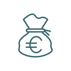 euro money bag icon. Thin line euro money bag icon from business and finance collection. Outline vector isolated on white background. Editable euro money bag symbol can be used web and mobile