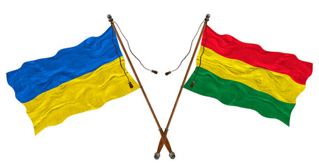 National flag of Bolivia and Ukraine. Background for designers