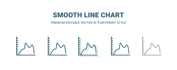 smooth line chart icon in 5 different style. Outline, filled, two color, thin smooth line chart icon isolated on white background. Editable vector can be used web and mobile