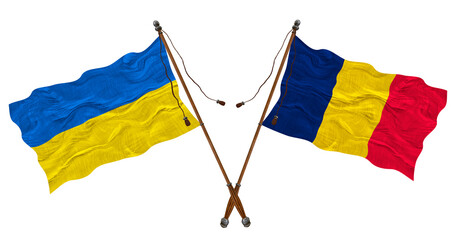 National flag of Chad and Ukraine. Background for designers