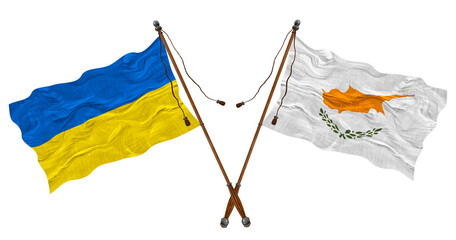 National flag of Cyprus and Ukraine. Background for designers