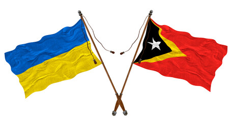 National flag of East Timor and Ukraine. Background for designers