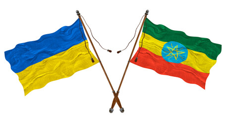 National flag of Ethiopia and Ukraine. Background for designers