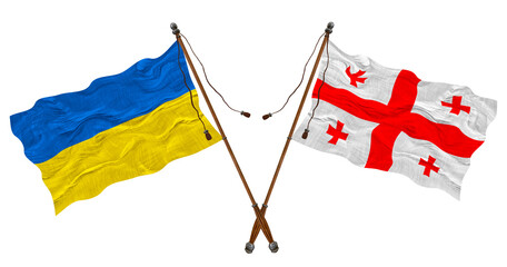 National flag of Georgia and Ukraine. Background for designers