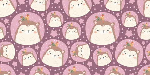 Cute bohemian animals themed seamless pattern © ariosbeth