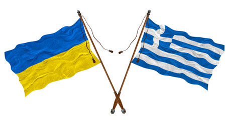 National flag of Greece and Ukraine. Background for designers