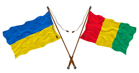 National flag of Guinea and Ukraine. Background for designers