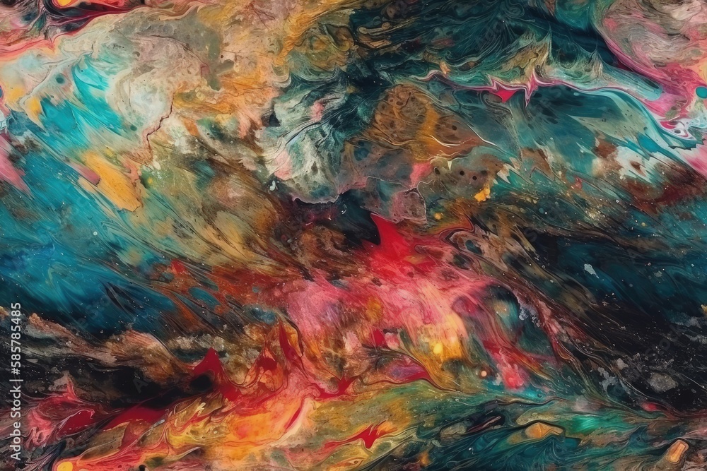 Poster colorful abstract painting with various shapes and forms. generative ai