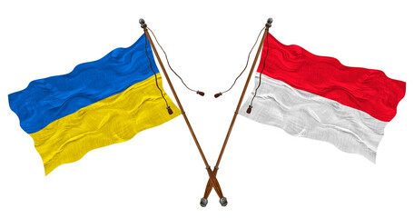 National flag of Monaco and Ukraine. Background for designers