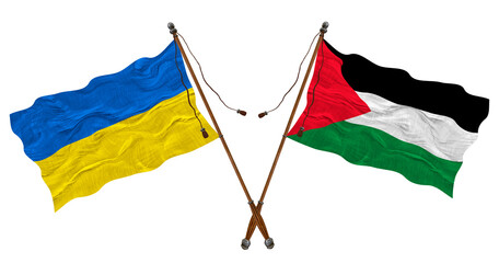 National flag of Palestine and Ukraine. Background for designers