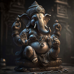 Fototapeta premium Statue of the god Ganesh. Generative AI.