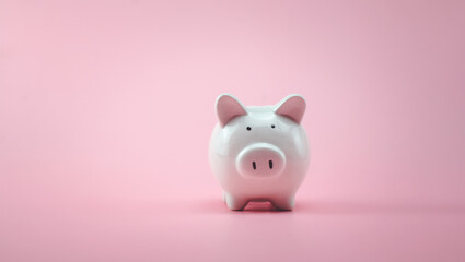 piggy bank white on pink background and family money savings concept used in kids finance concept education finance business investment financial planning