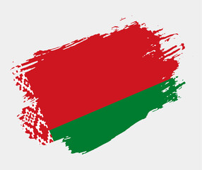 Artistic grunge brush flag of Belarus isolated on white background. Elegant texture of national country flag