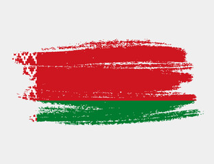 Artistic grunge brush flag of Belarus isolated on white background. Elegant texture of national country flag