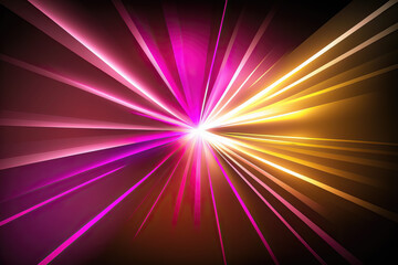 background of magenta and yellow laser beams, ai generated