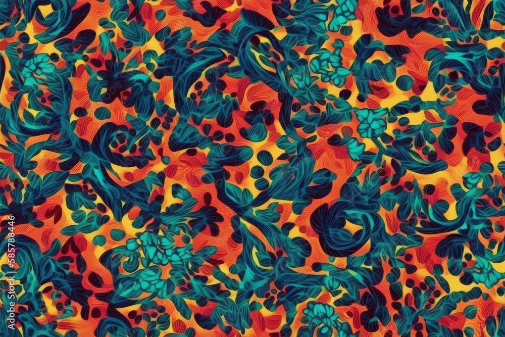 Poster vibrant and colorful pattern with a variety of hues and tones. generative ai