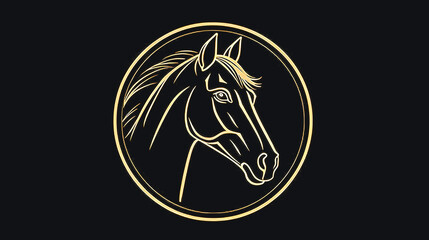 Fototapeta premium Horse animal flat minimalist logo design, generative AI.