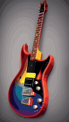 Fototapeta premium Realistic Electric, Acoustic Guitar 3d Vector