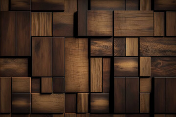 brown wooden panel mosaic, ai generated