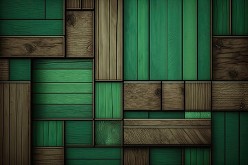 green brown wooden panel mosaic, ai generated