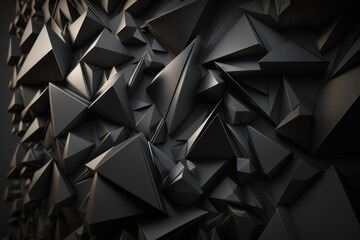 Abstract background, black smooth triangles. AI generative.