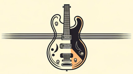 Creative illustration with electric guitar, generative AI.