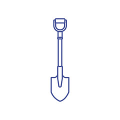 Shovel simple linear icon. Tool for construction, repair, digging, travel. Touristic equipment. Outline. Logo, symbol, sign for mobile concept and web design. Vector illustration