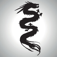 Dragon. 2024 Brush stroke vector illustration. Ink art. Chineses Year of the Dragon Ink Painting
