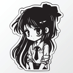 A line art sketch of a anime girl character