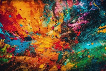 Fototapeta na wymiar vibrant and colorful abstract painting. Generative AI