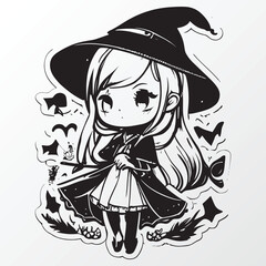 A line art sketch of a anime girl character