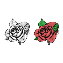 Line art Coloring page Vector. Bouquet of roses. Coloring book. Art for adults and children.