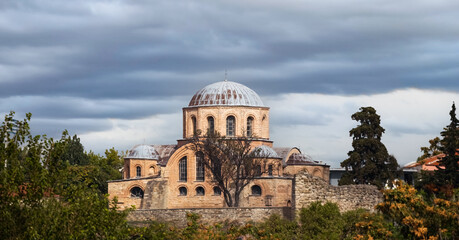 Fototapeta premium Church of Panagia Theotokos Cosmosoteira byzantine monastery at Feres Evros Thrace Greece.
