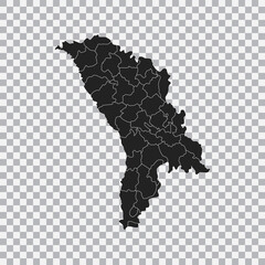 Political map of the Moldova isolated on transparent background. Vector.