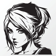 A line art sketch of a anime girl character