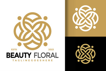 Luxury beauty floral logo vector icon illustration