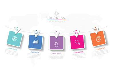 Vector infographic business presentation template connected with 5 options