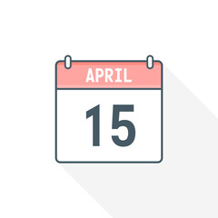 15th April calendar icon. April 15 calendar Date Month icon vector illustrator