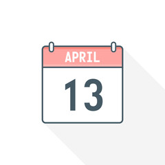13th April calendar icon. April 13 calendar Date Month icon vector illustrator