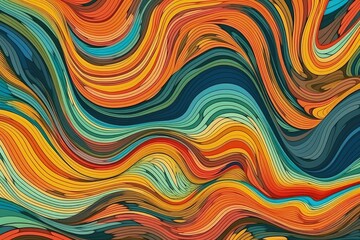 Fototapeta premium an abstract painting with fluid, wavy lines and vibrant colors. Generative AI
