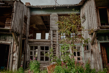 Abandoned ruined old house, Teriberka, Murmansk region
