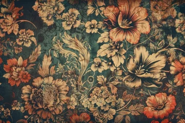 Rucksack colorful floral wallpaper pattern with various types of flowers. Generative AI © AkuAku
