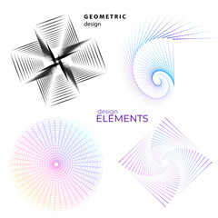 Set design element circle. Isolated bold vector colors golden ring from. Abstract glow wavy stripes of many glittering swirl created using Blend Tool. Vector illustration EPS10 for your presentation