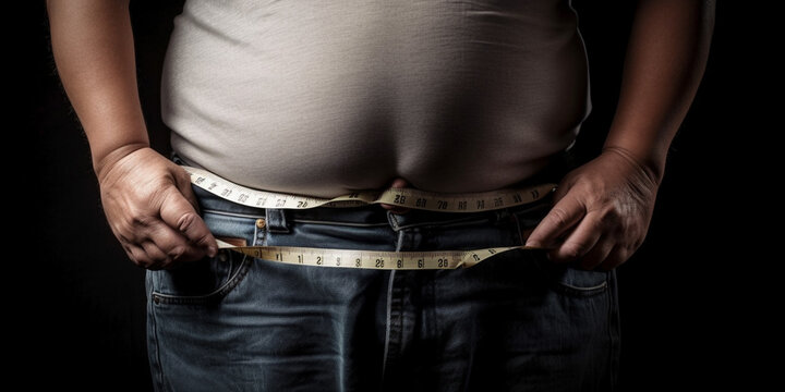 fat man with tape measure around his belly Generated AI