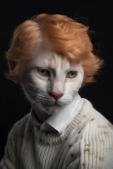 Bizarre Cat person portrait,  , Generative AI illustration