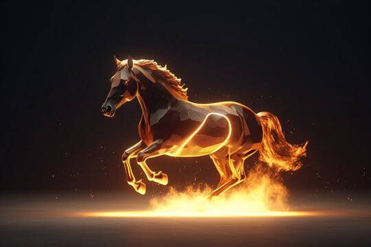 Horse made out of ire, power concept, Generative AI illustration